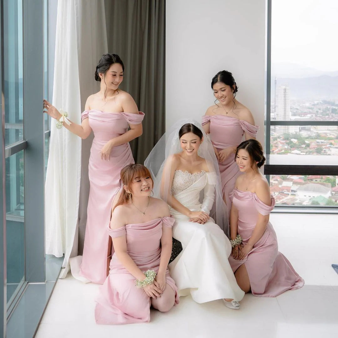 New Sexy and Elegant Off the Shoulder Slim Fit Ball Evening Wedding Bridesmaid Dress