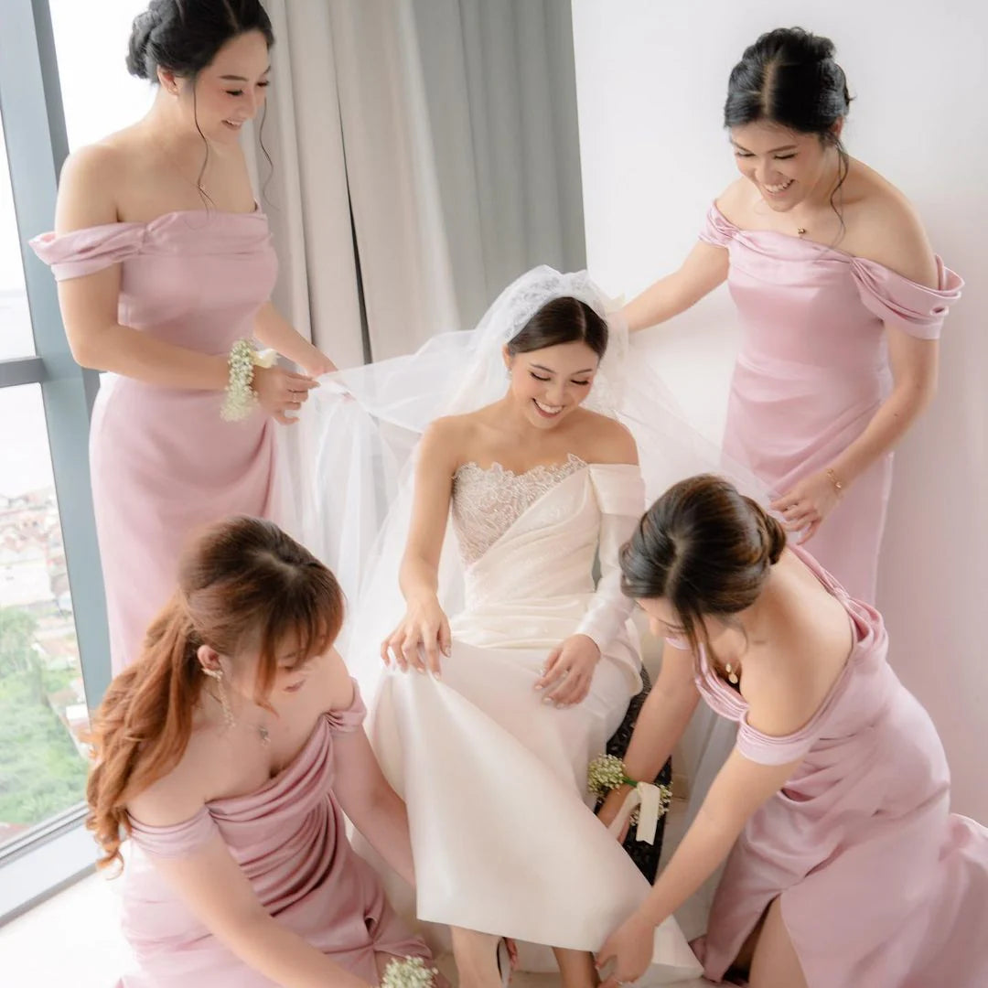 New Sexy and Elegant Off the Shoulder Slim Fit Ball Evening Wedding Bridesmaid Dress