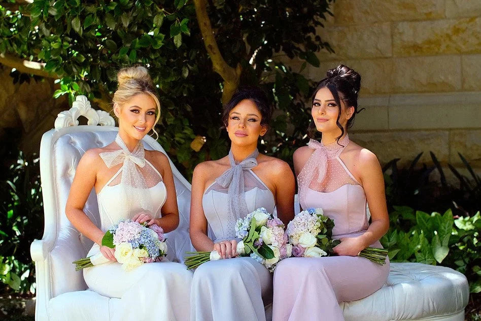 New Mermaid Pink Long Backless Satin Bridesmaid Dress