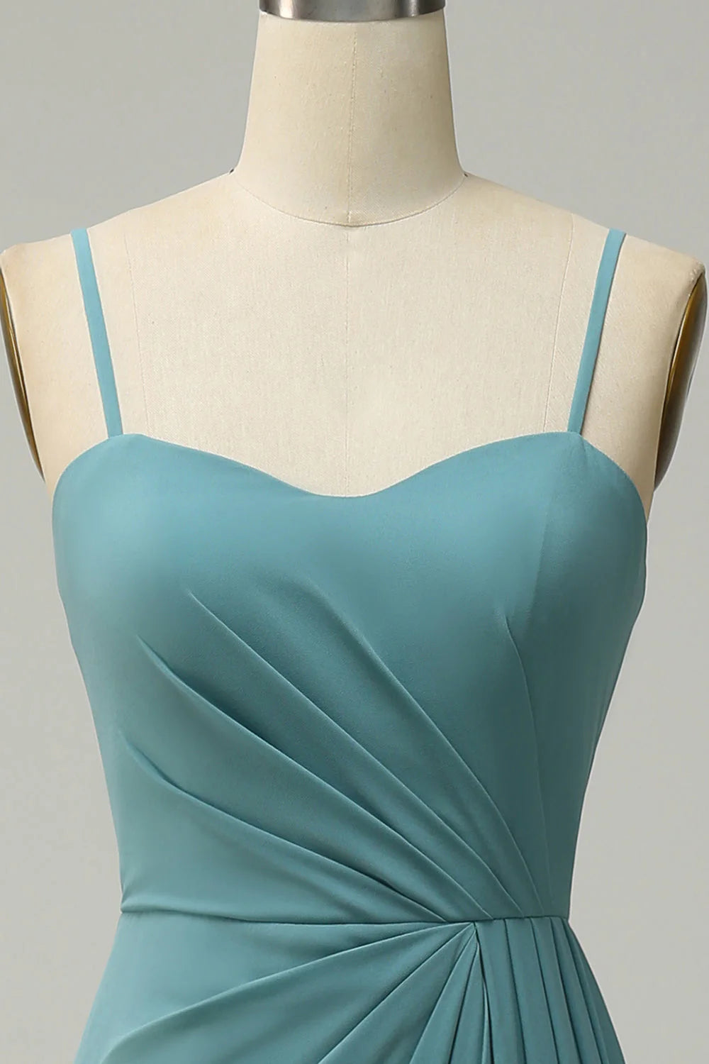 A Line Spaghetti Straps Long Chiffon Bridesmaid Dress with Slit