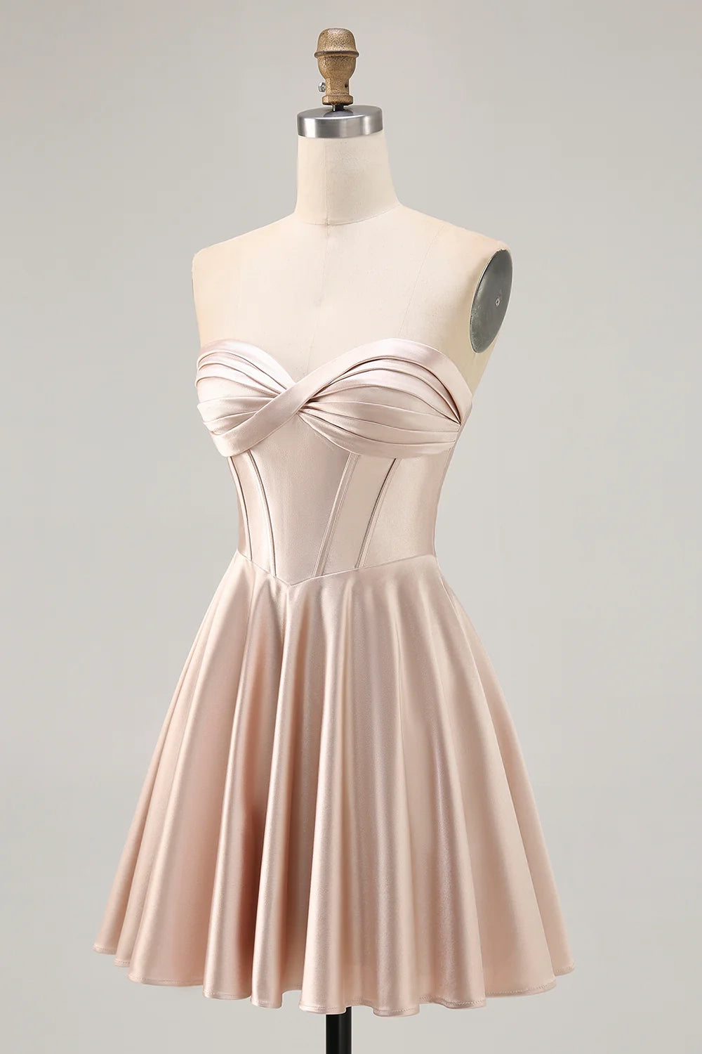 OKBBN A-line off shoulder waist with pleated satin back strap Homecoming Dresses
