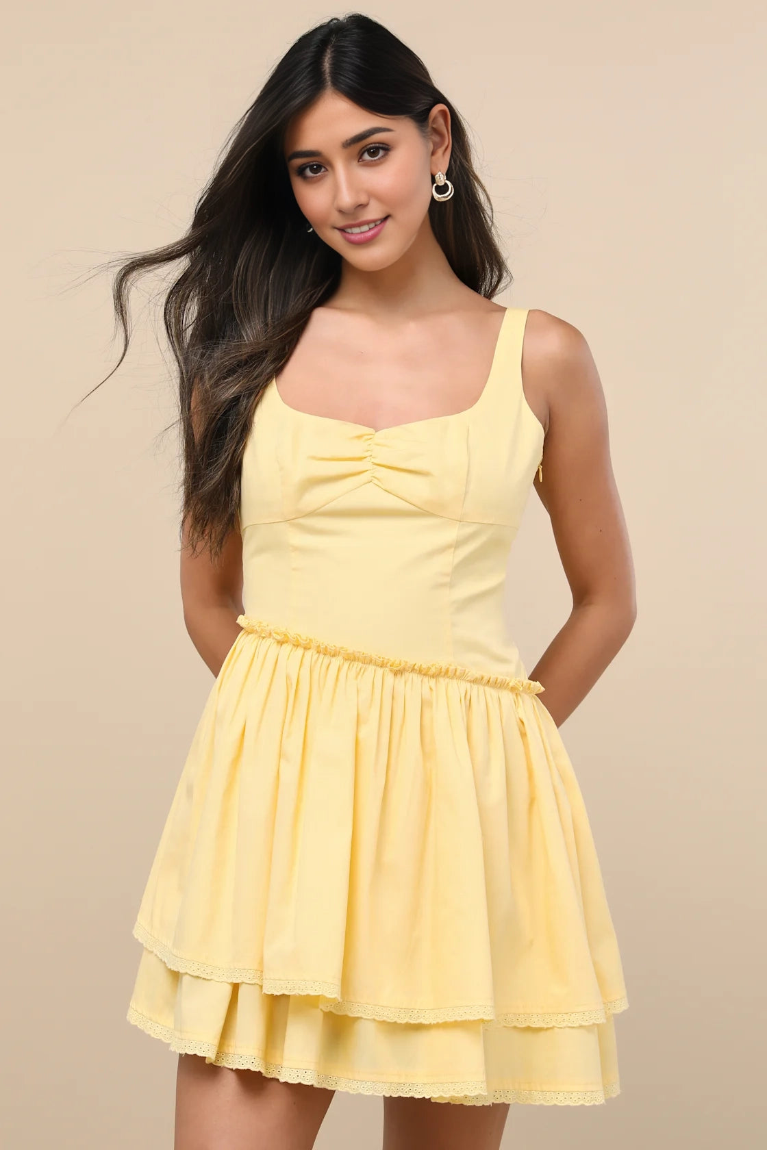 OKBBN Cute Layered Asymmetric Mini Homecoming Dresses