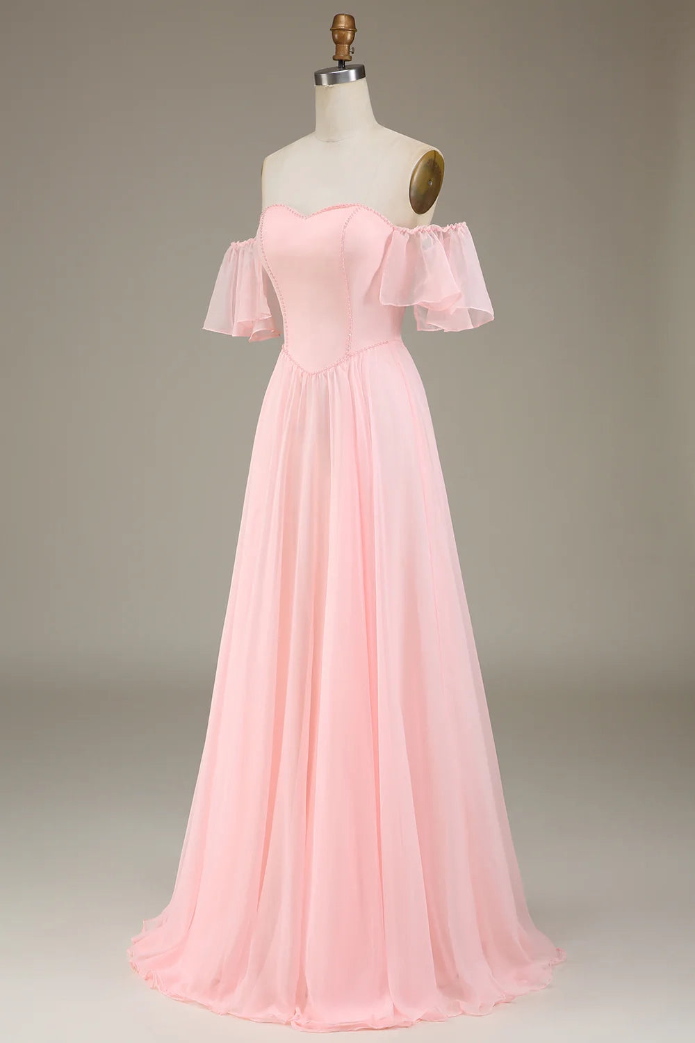 OKBBN Cute and Elegant A-line Off Shoulder Long Bridesmaid Dresses