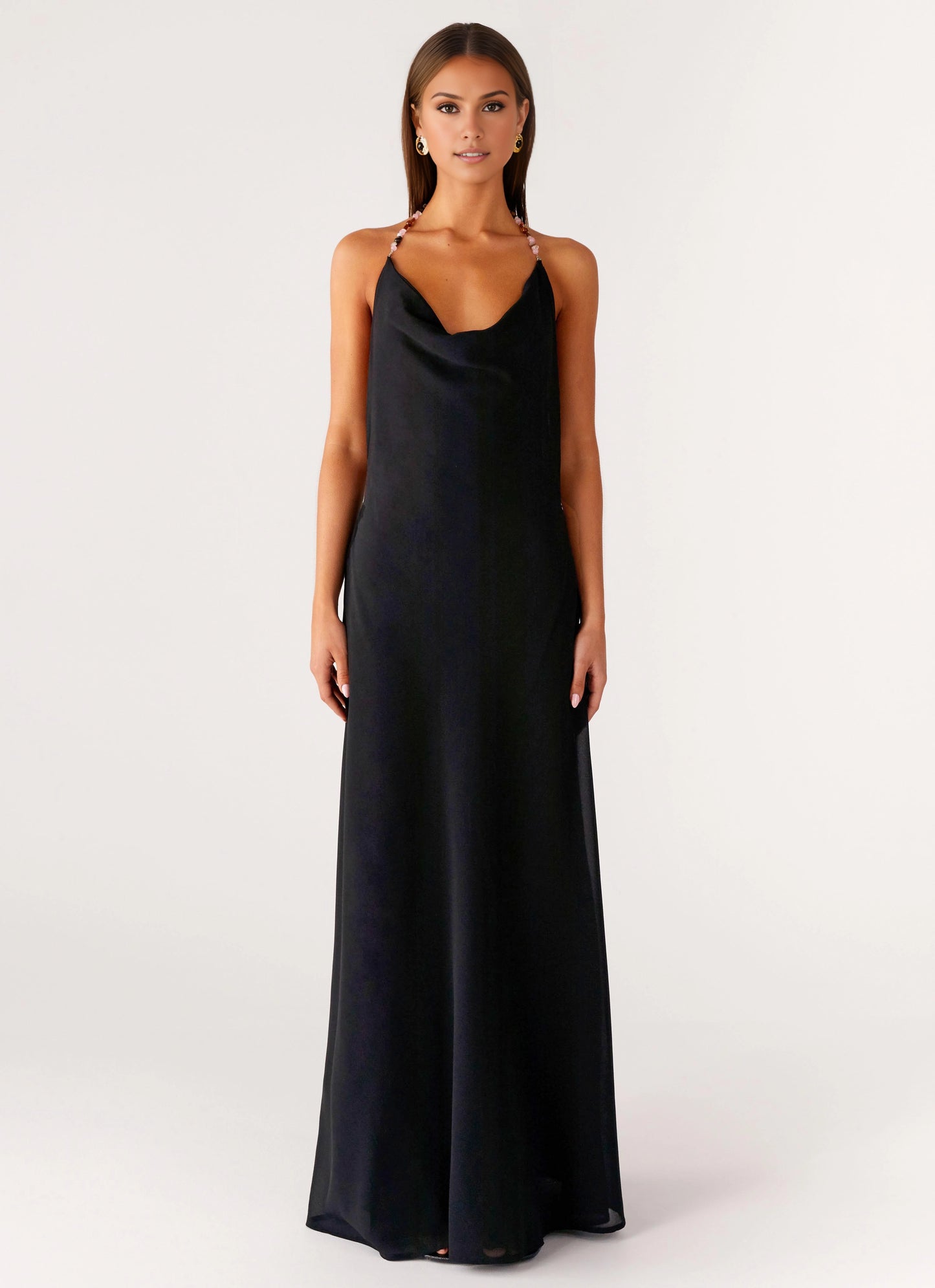 OKBBN Elegant Front Collar Beaded Strap Low Waist Homecoming Dresses