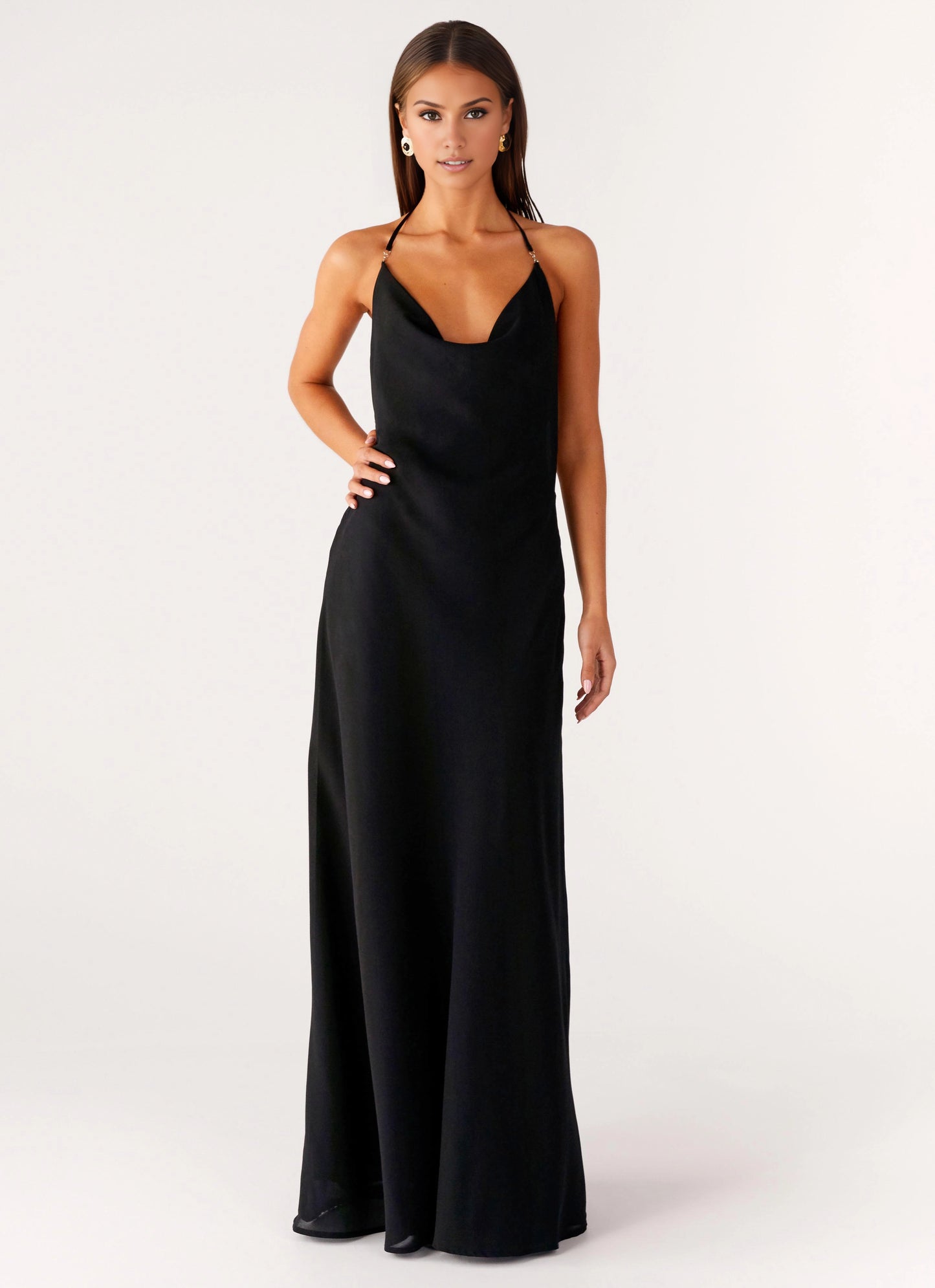OKBBN Elegant Front Collar Beaded Strap Low Waist Homecoming Dresses