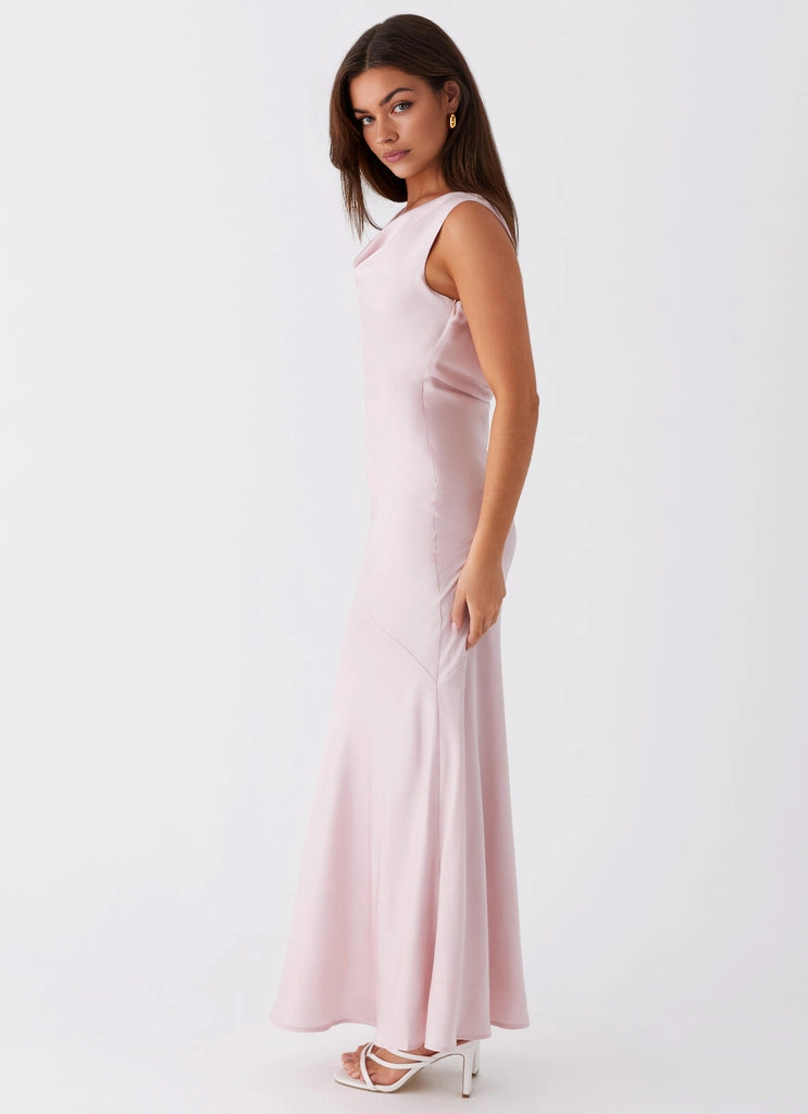 OKBBN Elegant Round Pendant Collar Bold Shoulder Straps Back Strap Slim Fit Cut Prom Dresses