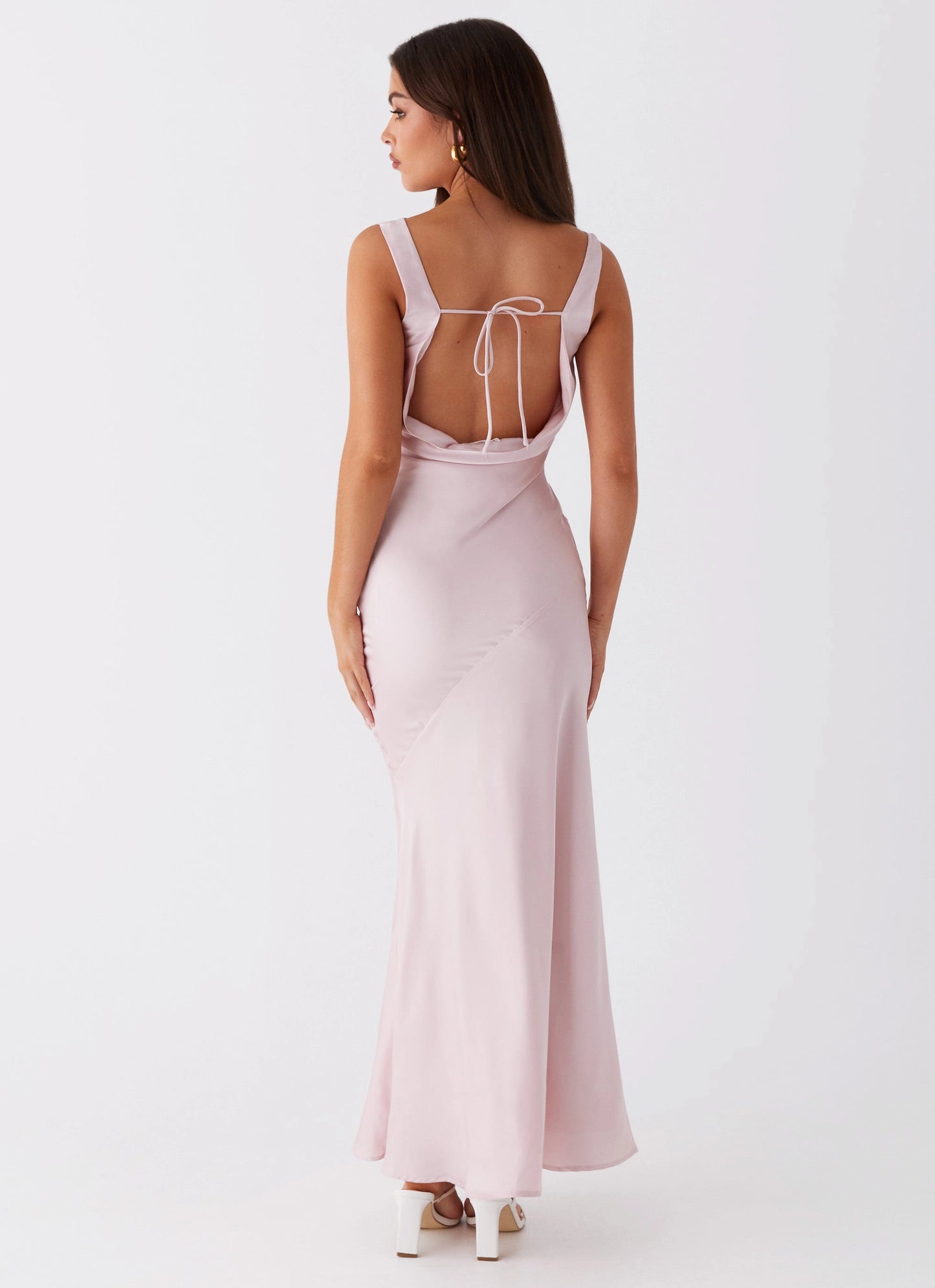 OKBBN Elegant Round Pendant Collar Bold Shoulder Straps Back Strap Slim Fit Cut Prom Dresses