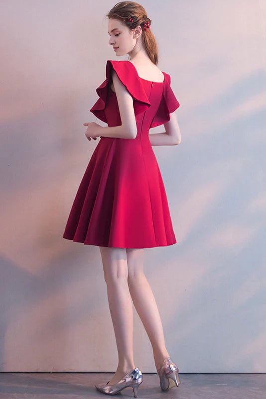 OKBBN Elegant Square Neck Sleeveless Short Ruffle Homecoming Dresses