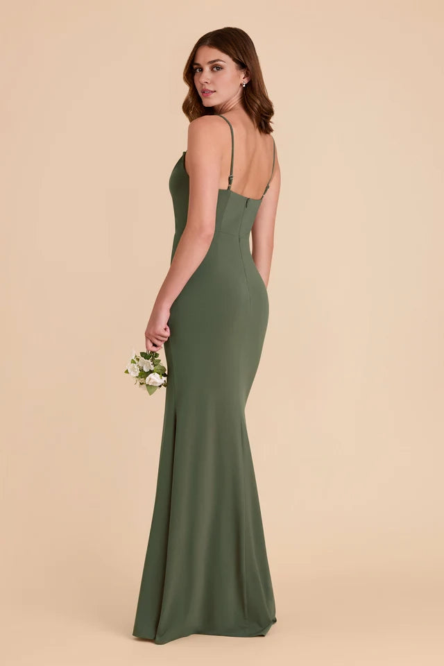 OKBBN Elegant Thin Adjustable Shoulder Strap Tight Pendant Neck Collar with Split Prom Dresses