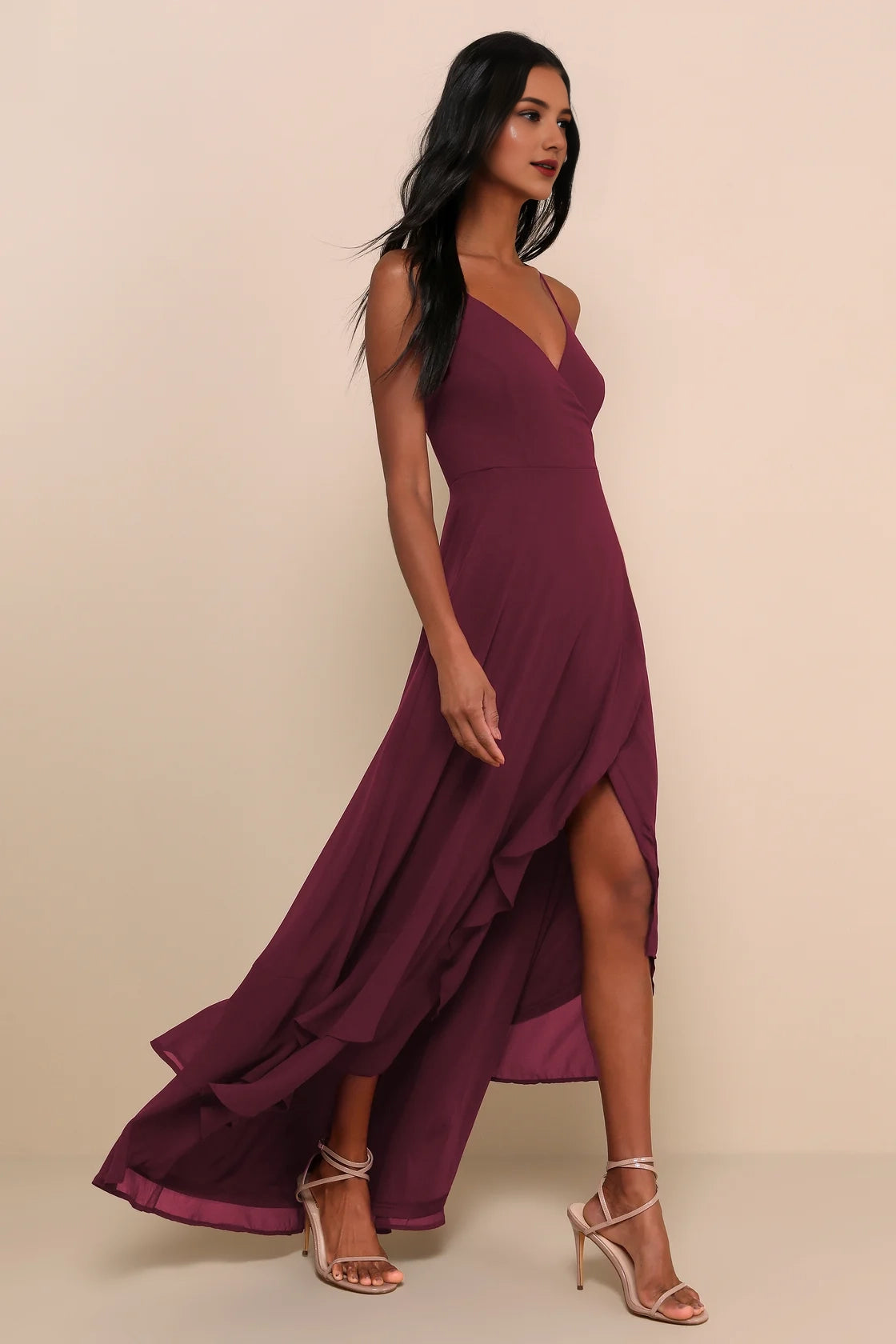 OKBBN Elegant Thin Strap Sleeveless Strap High/Low Homecoming Dresses