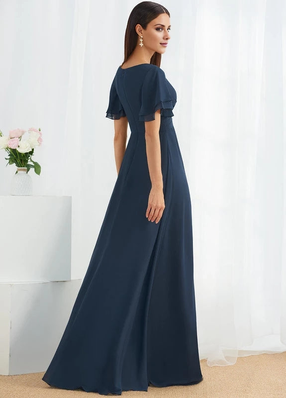 OKBBN Elegant V-neck Long Split Prom Dresses