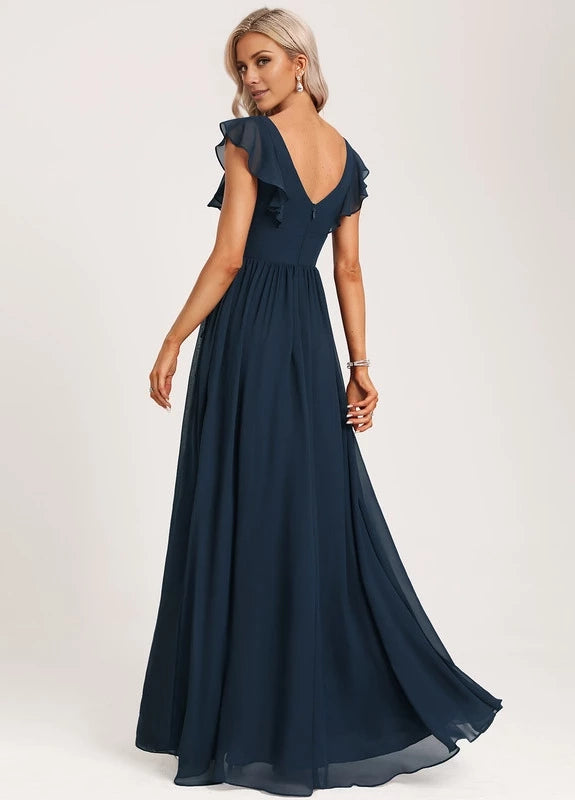 OKBBN Elegant V-neck Sleeveless Slimming Prom Dresses