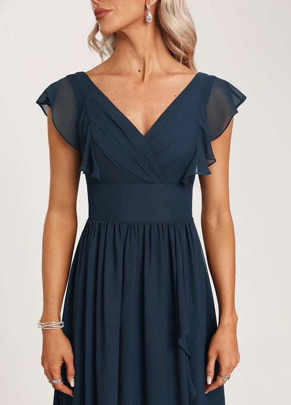 OKBBN Elegant V-neck Sleeveless Slimming Prom Dresses