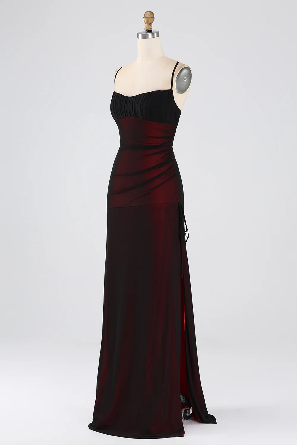 OKBBN Elegant Wrinkle Tight Strap Long Back Strap Slimming Bridesmaid Dresses