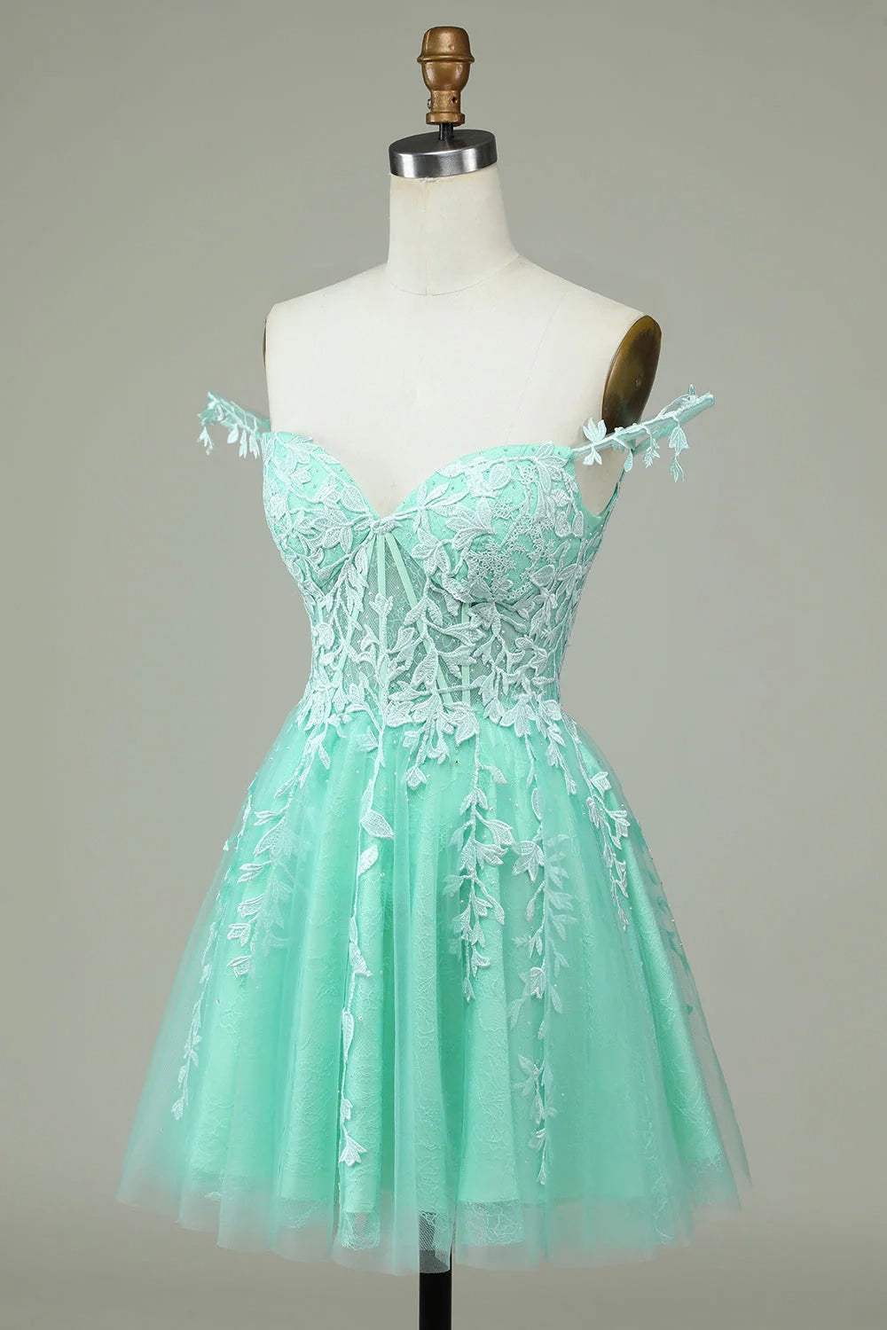 OKBBN Fashion A-line Thin Shoulder Strap Stickers Short Homecoming Dresses