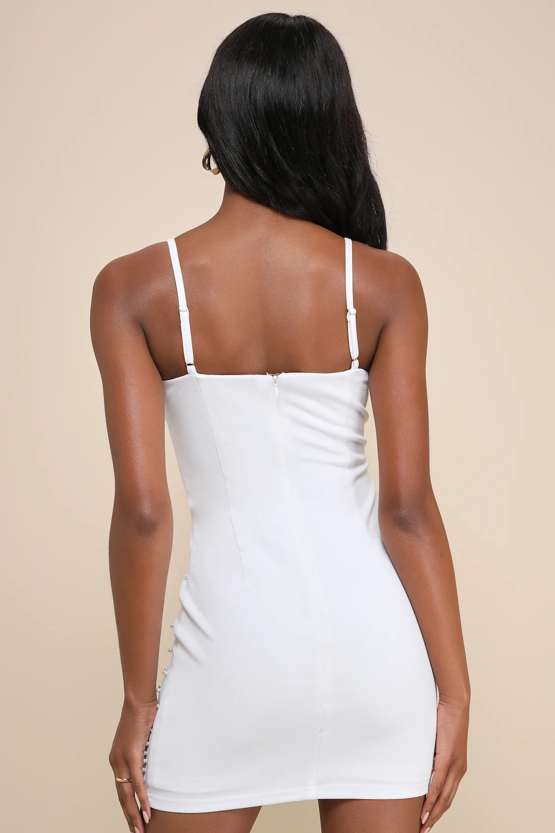 OKBBN Fashion Tight Pearl Sleeveless Mini Homecoming Dresses