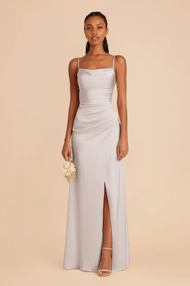 OKBBN Gorgeous Mermaid Neck, Thin Shoulder Straps, Matte Satin Prom Dresses
