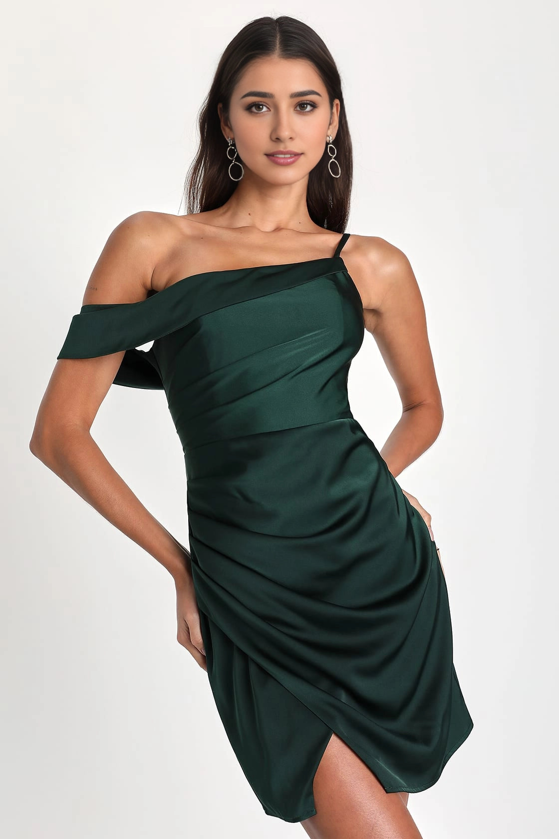 OKBBN Gorgeous Satin Asymmetric Mini Homecoming Dresses