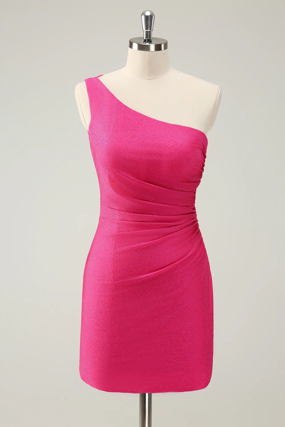 OKBBN One Shoulder Wrinkle Short Tight Homecoming Dresses