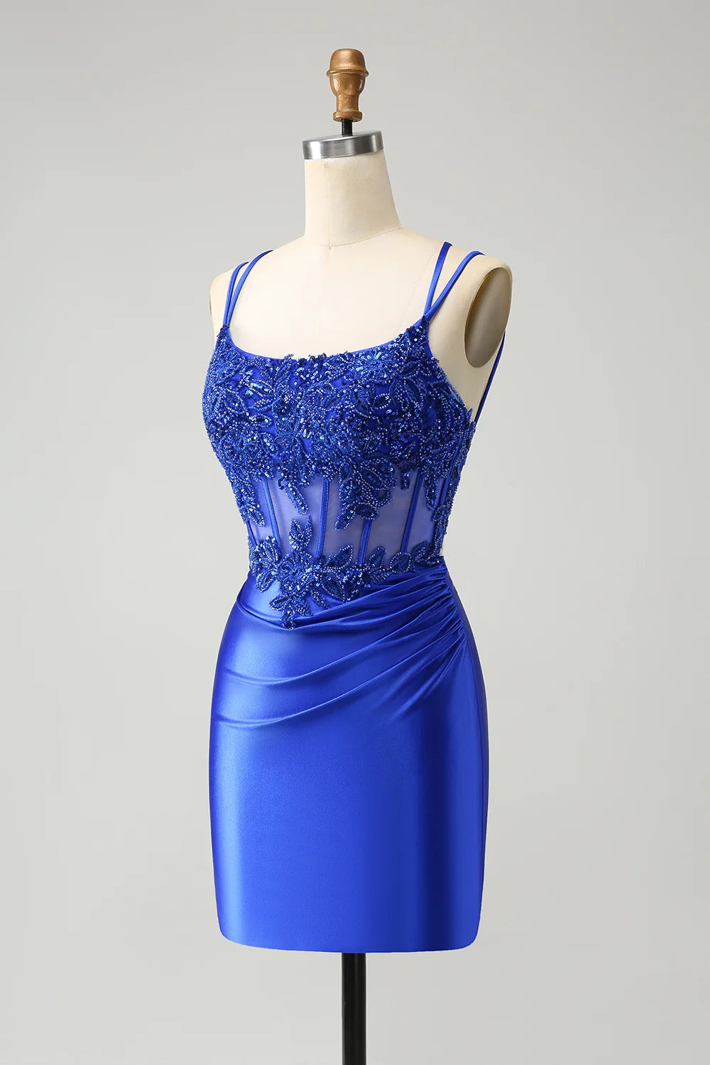 OKBBN Shining Beaded Tight corset with Thin Straps Homecoming Dresses