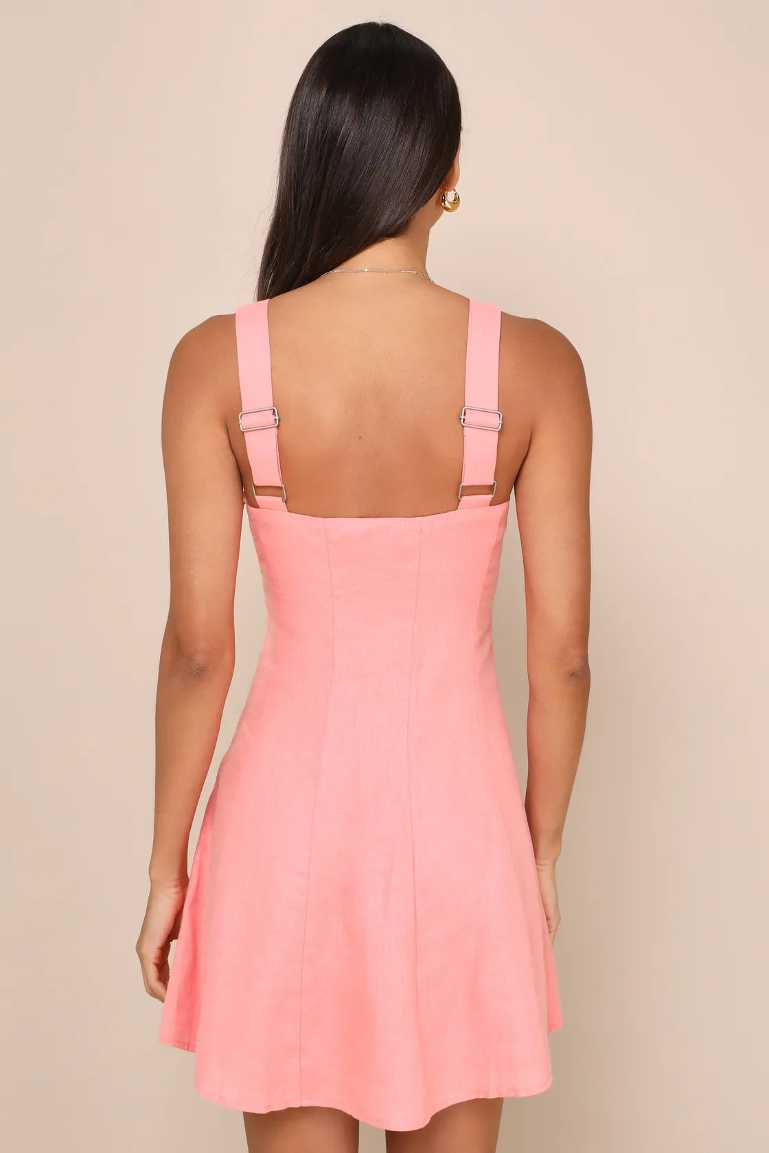 OKBBN Sweet Linen Sleeveless Mini Homecoming Dresses