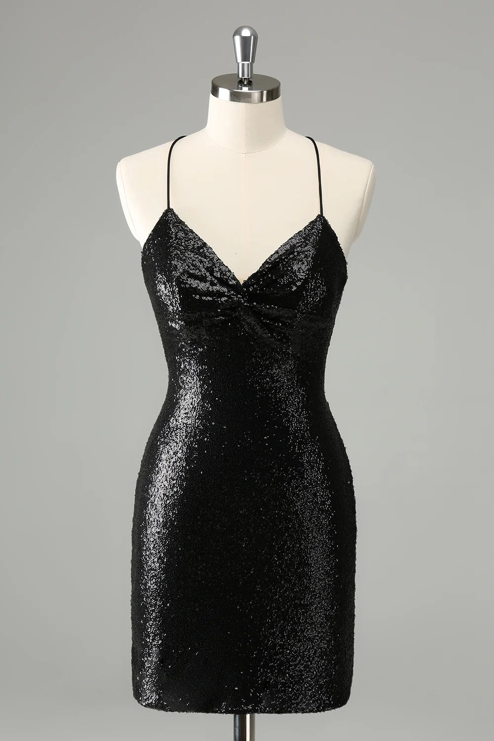 OKBBN Tight Thin Shoulder Strap Sparkle Short Style Back Strap Homecoming Dresses