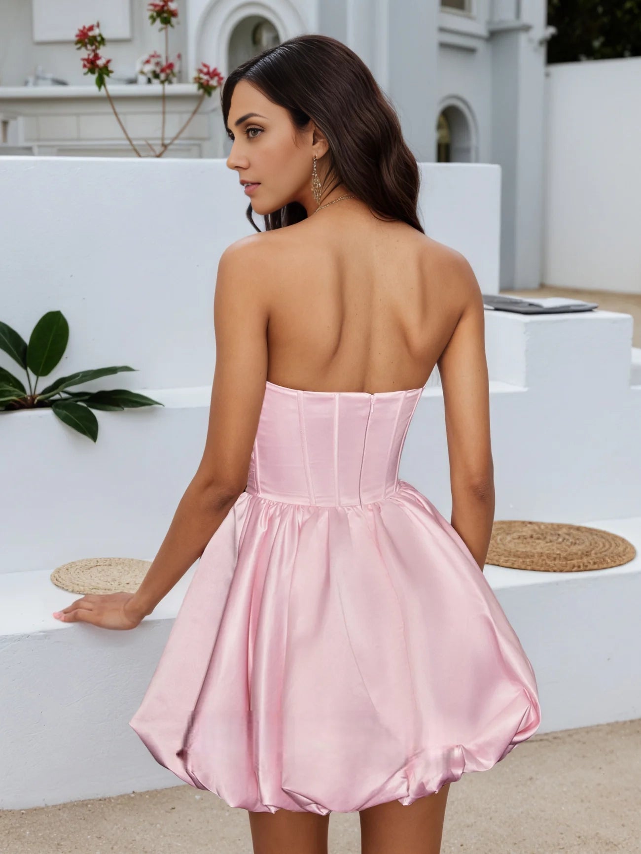 OKBBN's charming A-line off shoulder satin mini Homecoming Dresses