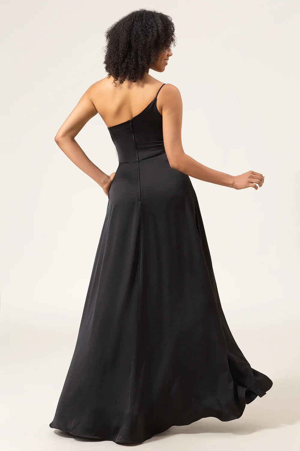 OKBBN's charming A-line shoulder and floor chiffon slit Bridesmaid Dresses