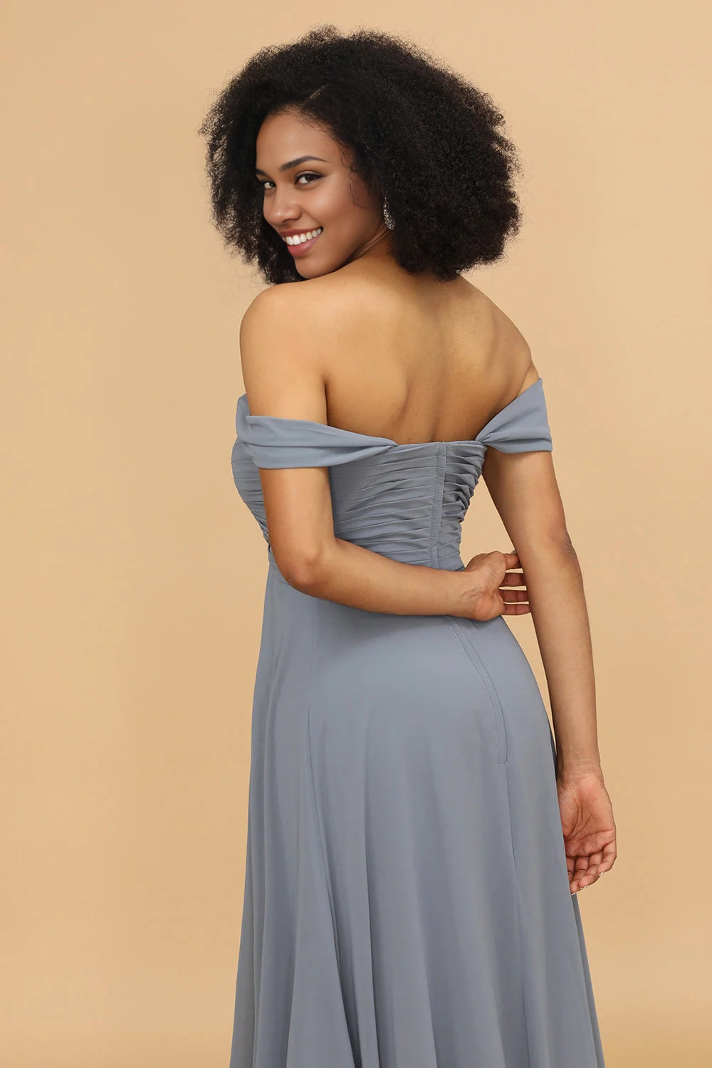 OKBBN's charming A-line shoulder length chiffon Bridesmaid Dresses