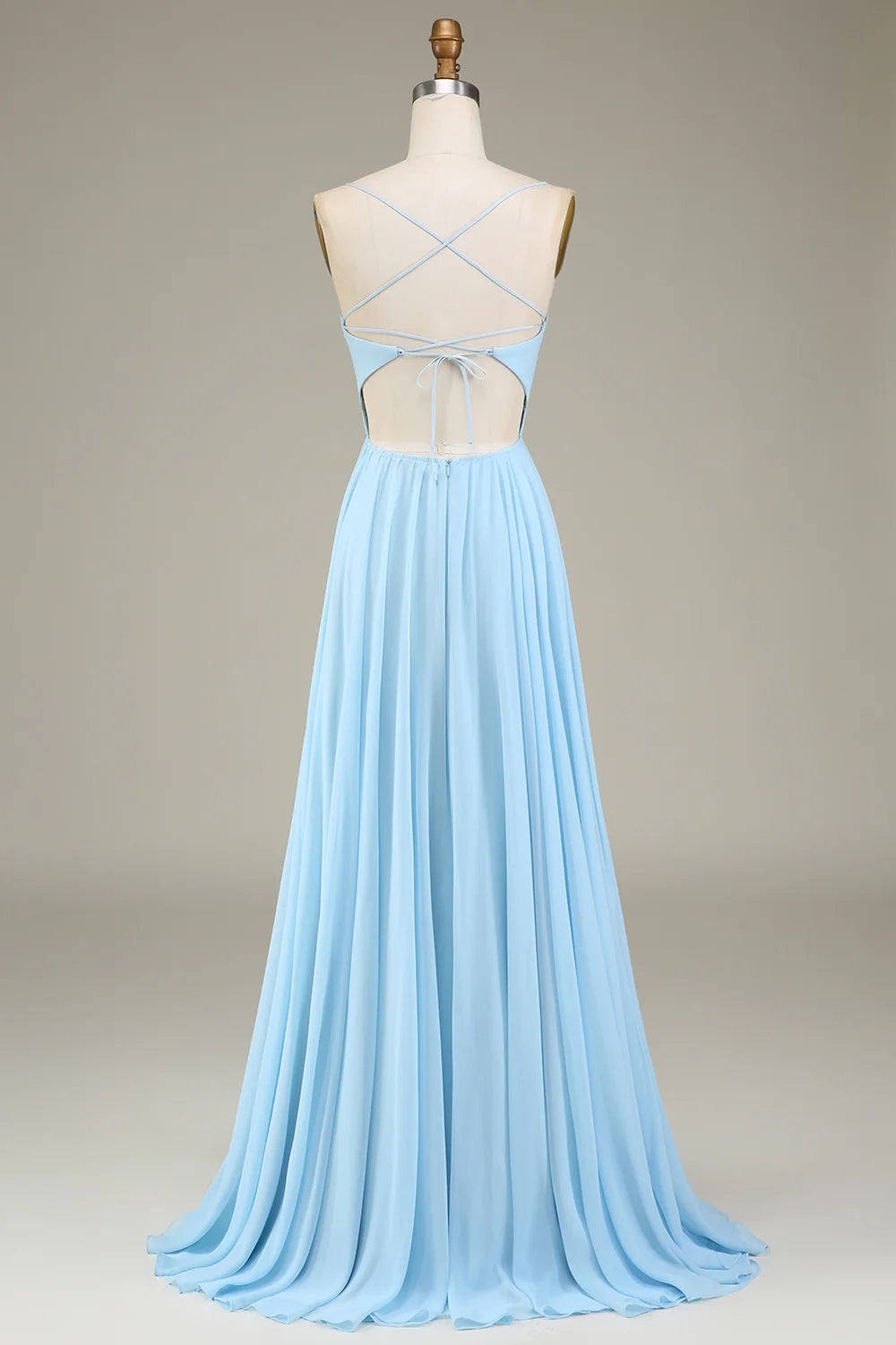 OKBBN's charming A-line thin shoulder strap chiffon long Bridesmaid Dresses