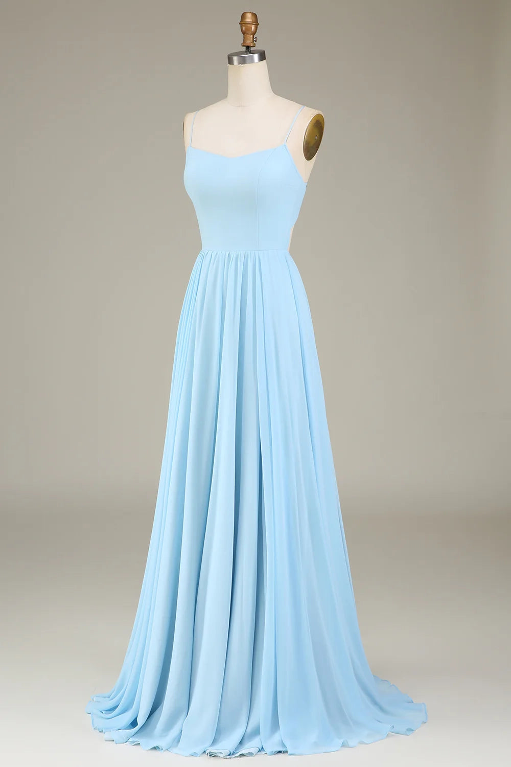 OKBBN's charming A-line thin shoulder strap chiffon long Bridesmaid Dresses