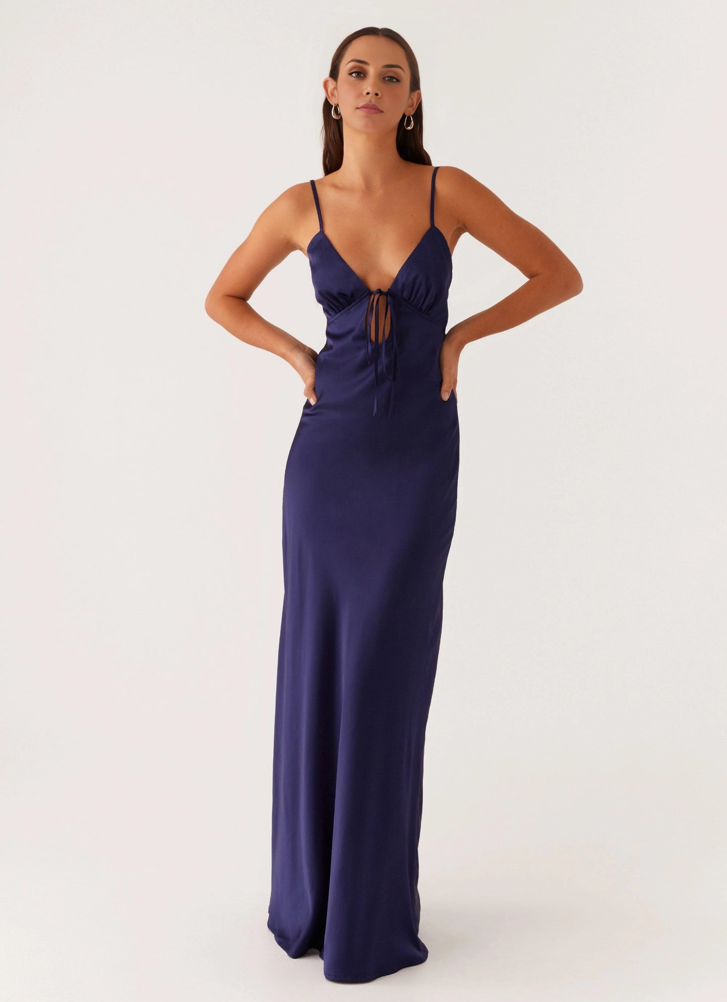 OKBBN's charming V-neck floral satin full lining design Prom Dresses