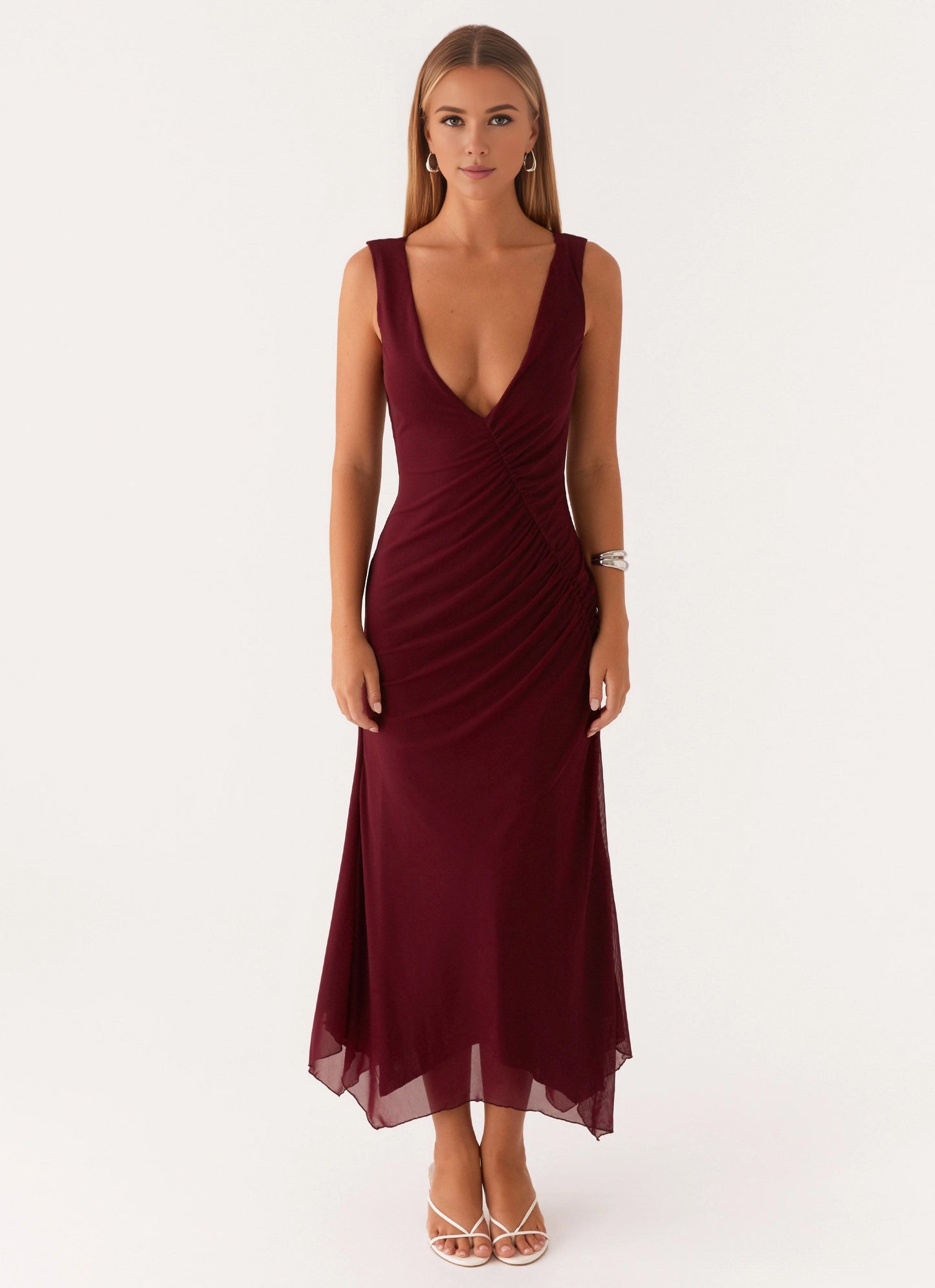 OKBBN's charming and exquisite mesh fabric is lightweight, deep V-neck, and pleated Homecoming Dresses