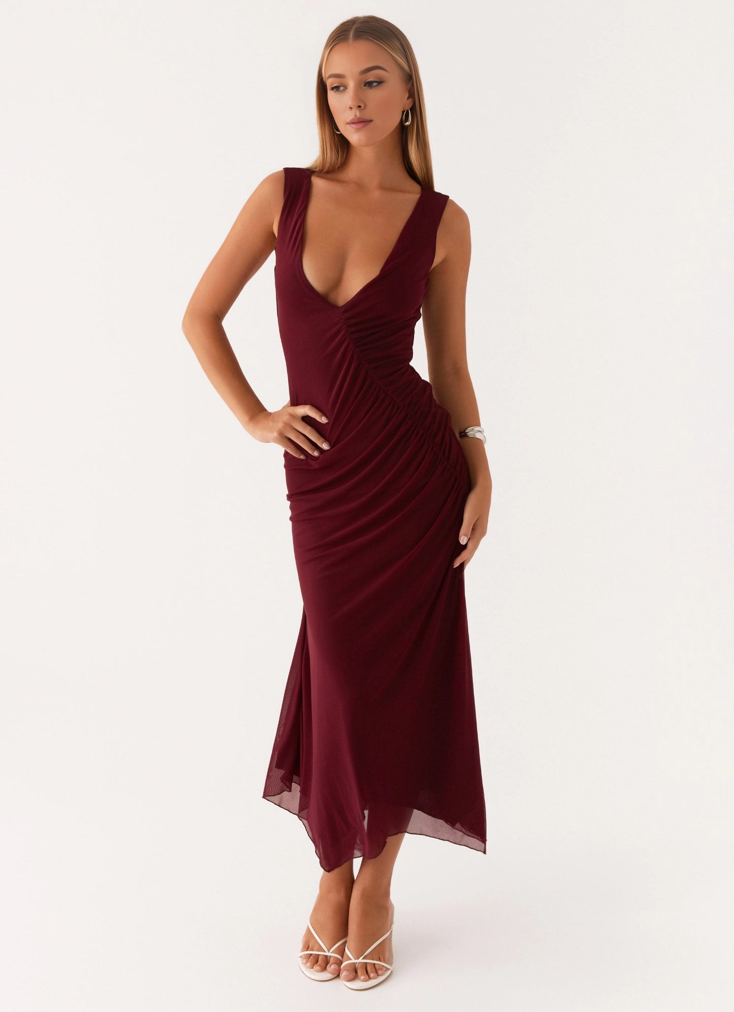 OKBBN's charming and exquisite mesh fabric is lightweight, deep V-neck, and pleated Homecoming Dresses
