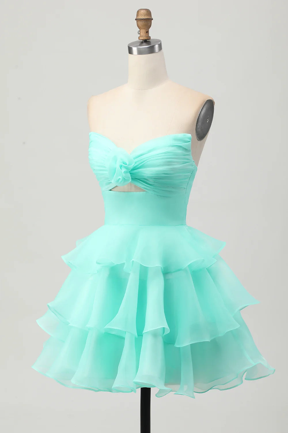 OKBBN's charming layered off shoulder A-line hollow short Homecoming Dresses