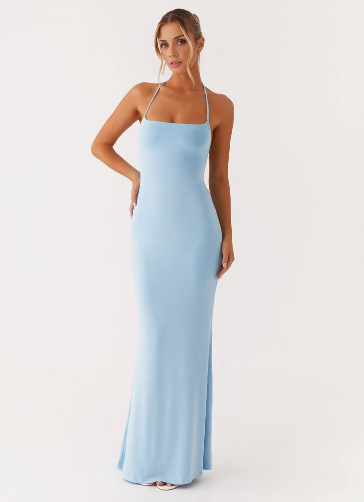 OKBBN's charming low V-neck backless elastic mesh fabric conforms to the curve Prom Dresses