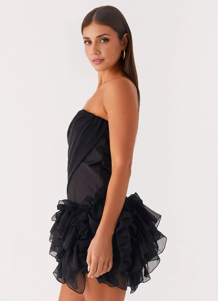 OKBBN's charming off shoulder collar with pleated tight layered ruffle edges Homecoming Dresses
