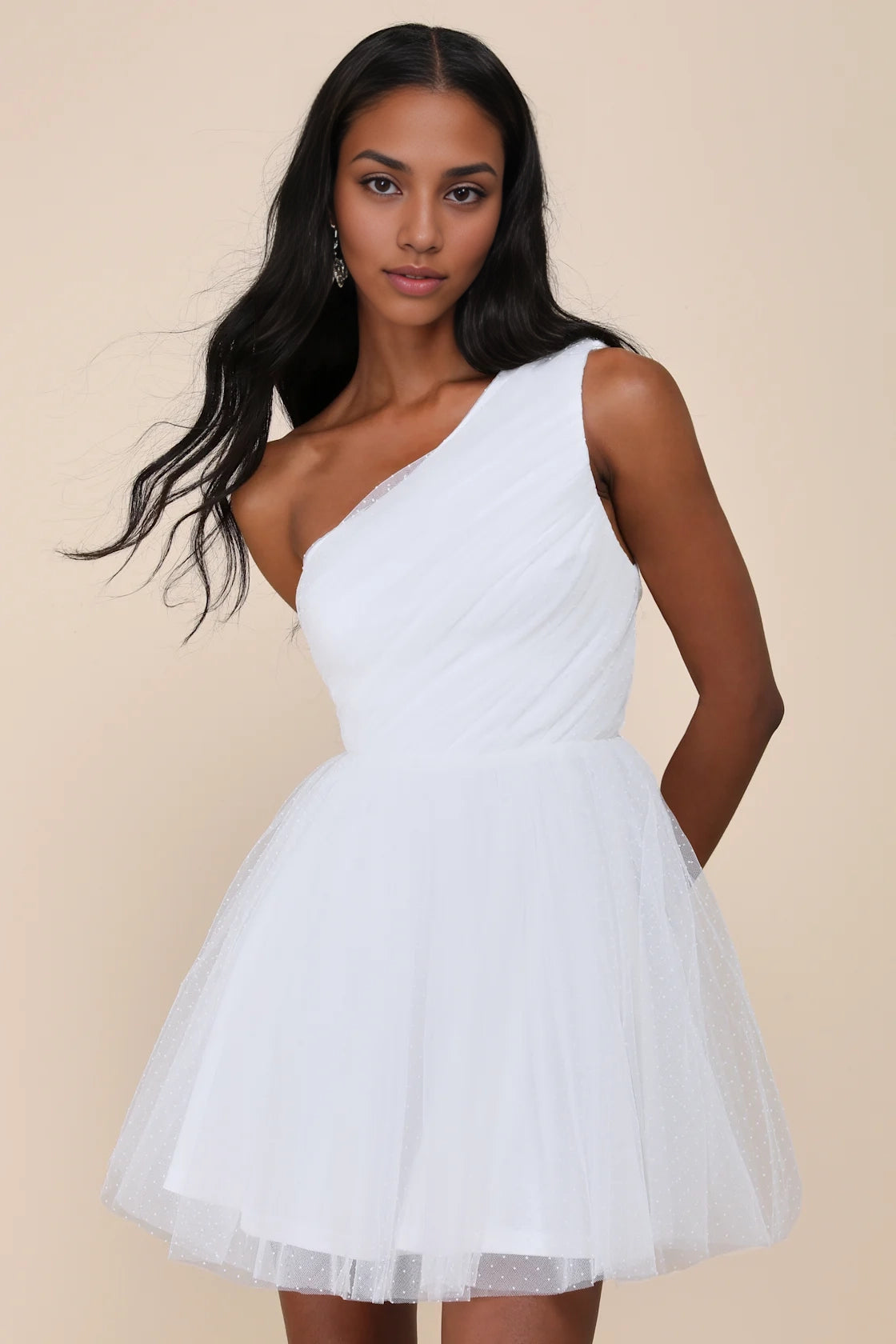 OKBBN's charming one shoulder mini see through mesh sleeveless corset Homecoming Dresses