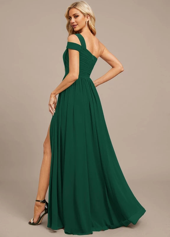 OKBBN's charming one shoulder sleeveless slit Prom Dresses