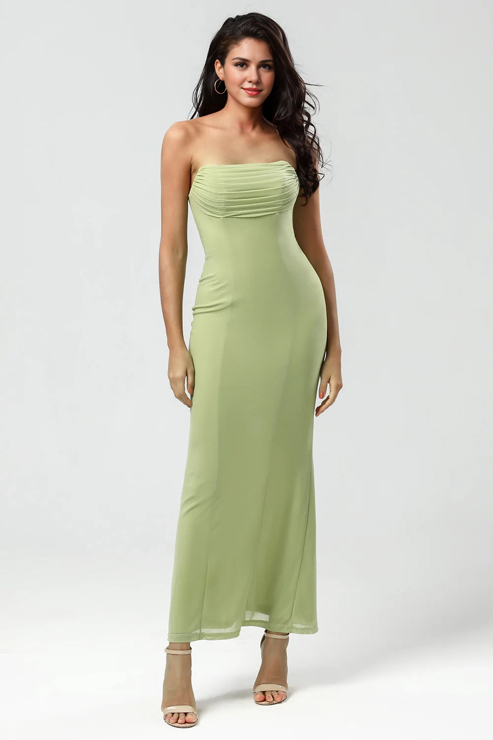 OKBBN's charming slim fit mermaid with shoulder baring and floor opening Bridesmaid Dresses