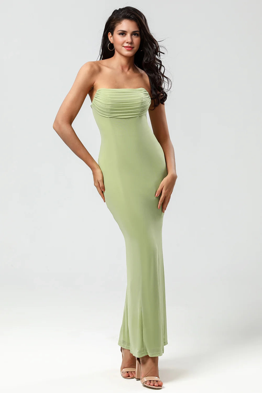 OKBBN's charming slim fit mermaid with shoulder baring and floor opening Bridesmaid Dresses