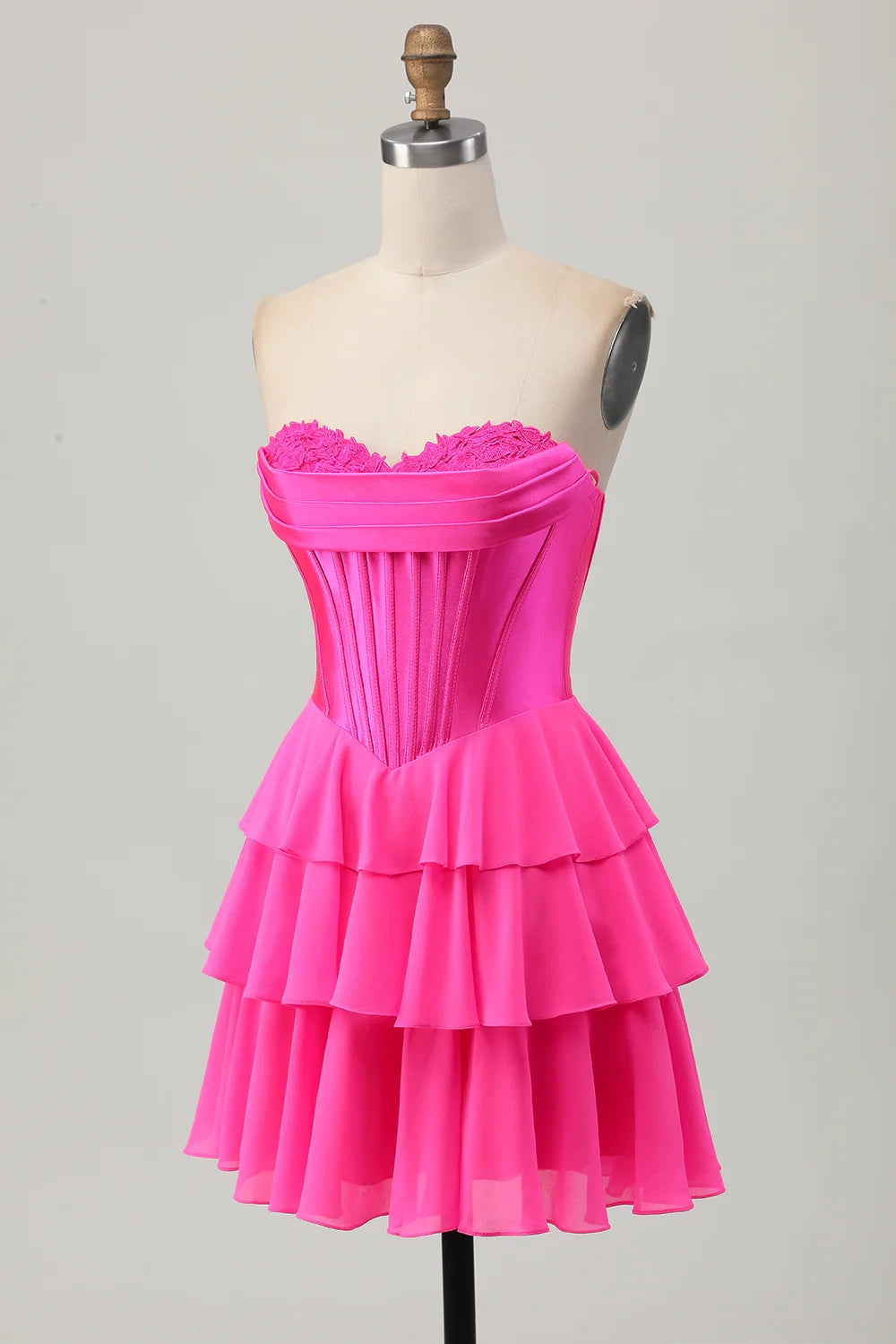 OKBBN's charming slim layered sweetheart tight corset short Homecoming Dresses