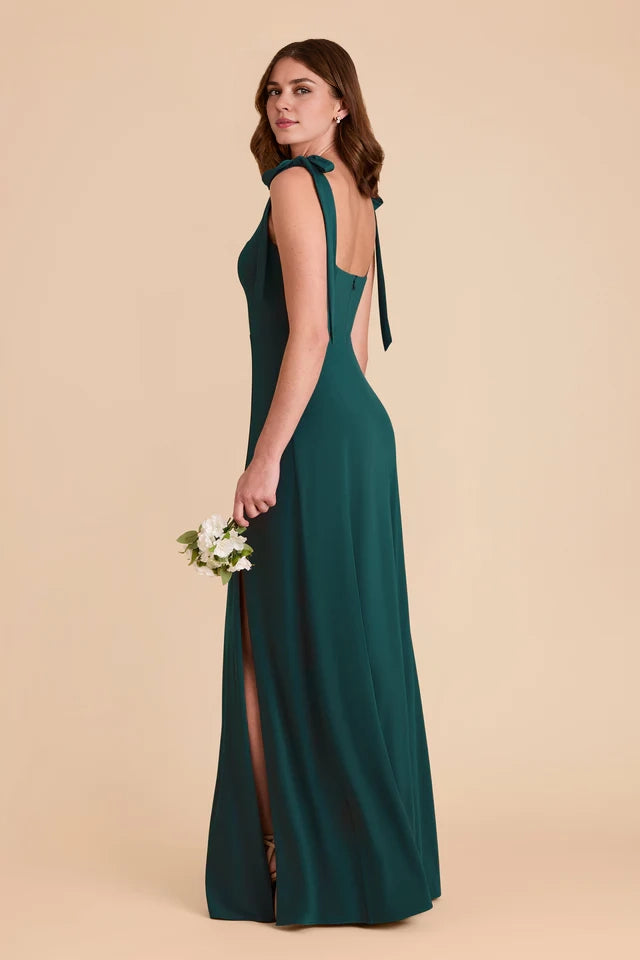 OKBBN's charming square neckline, detachable shoulder straps, fully lined front slit Prom Dresses