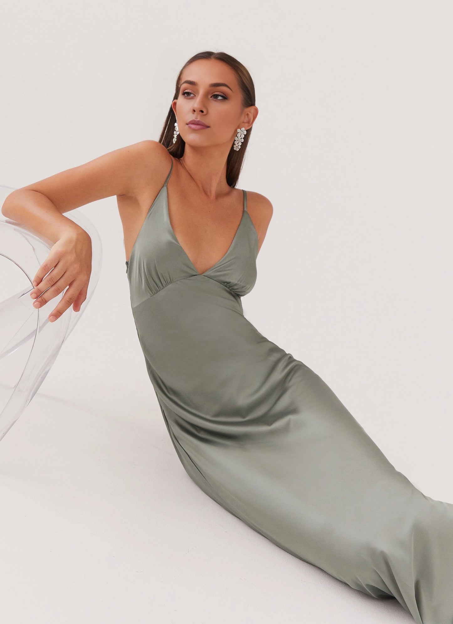 OKBBN's charming thin shoulder strap luxurious satin fashion silhouette Prom Dresses