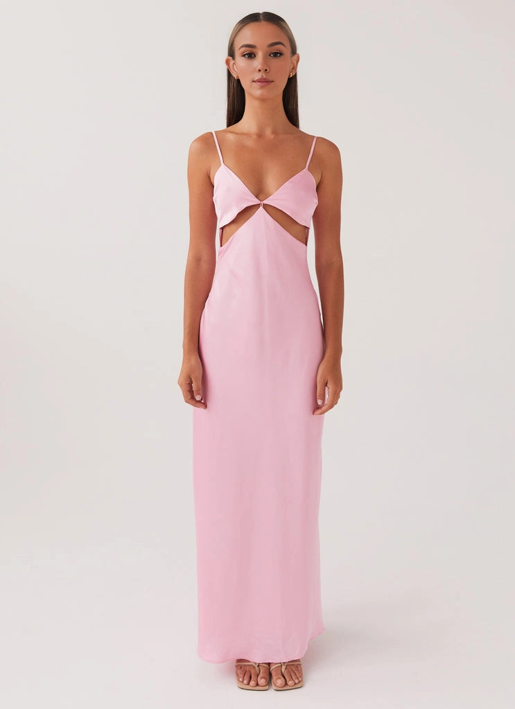 OKBBN's charming thin shoulder strap satin backless Prom Dresses