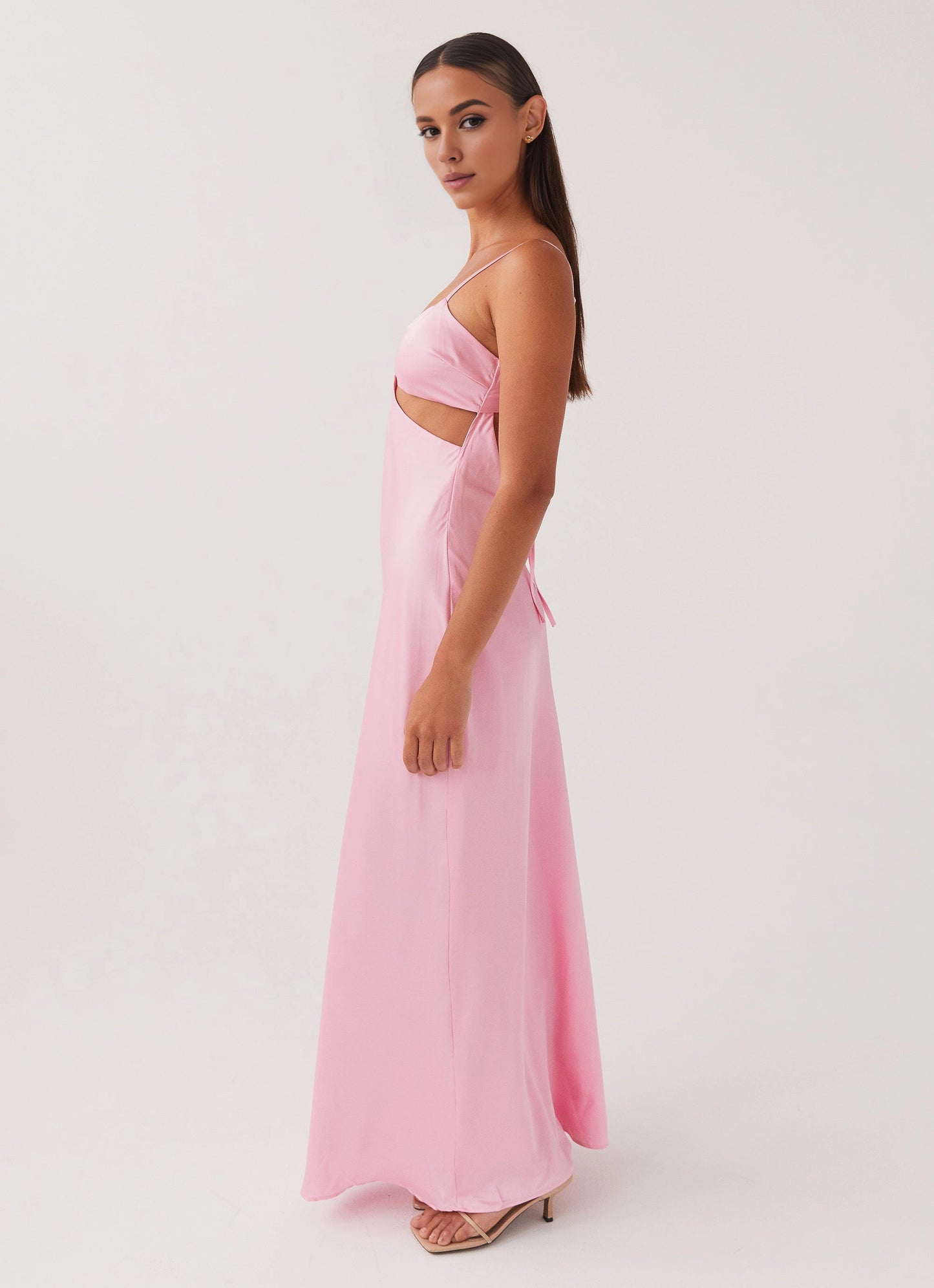 OKBBN's charming thin shoulder strap satin backless Prom Dresses