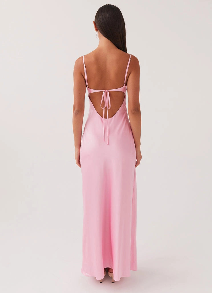OKBBN's charming thin shoulder strap satin backless Prom Dresses