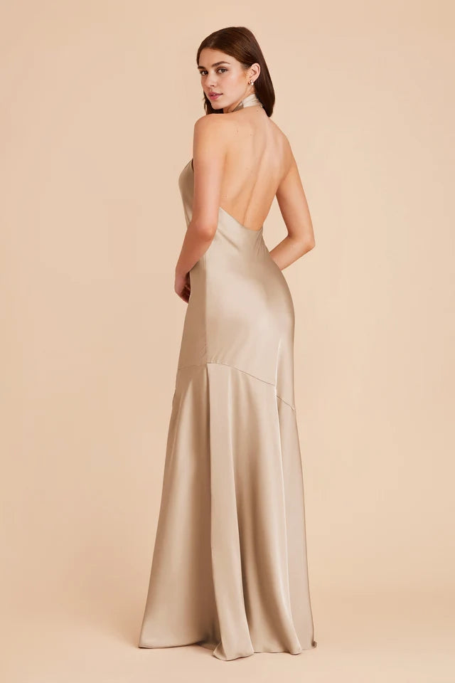 OKBBN's classic backless diagonal cut cross suspender with diagonal slit, exquisite and romantic Prom Dresses
