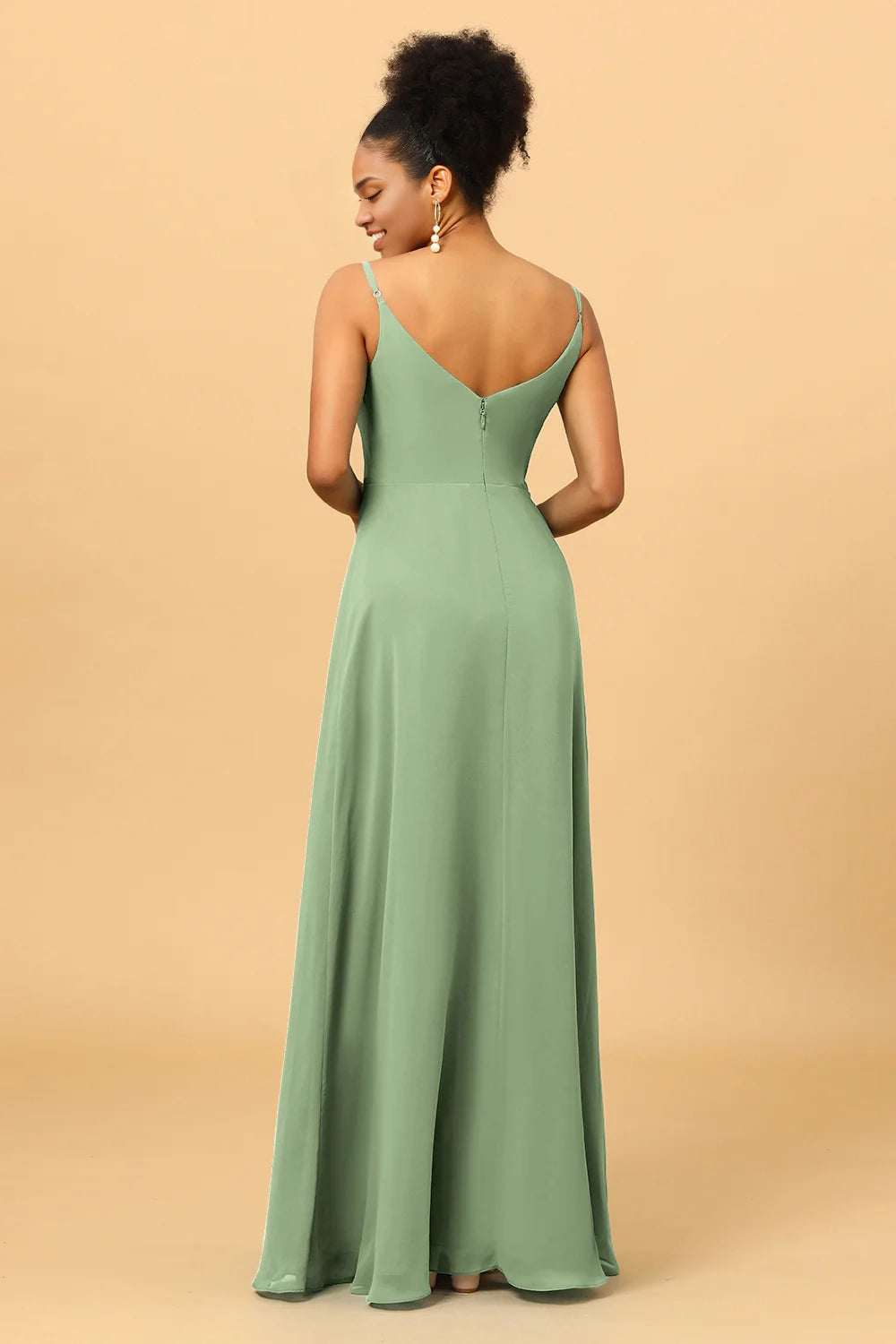 OKBBN's elegant A-line thin shoulder straps and ground chiffon Bridesmaid Dresses