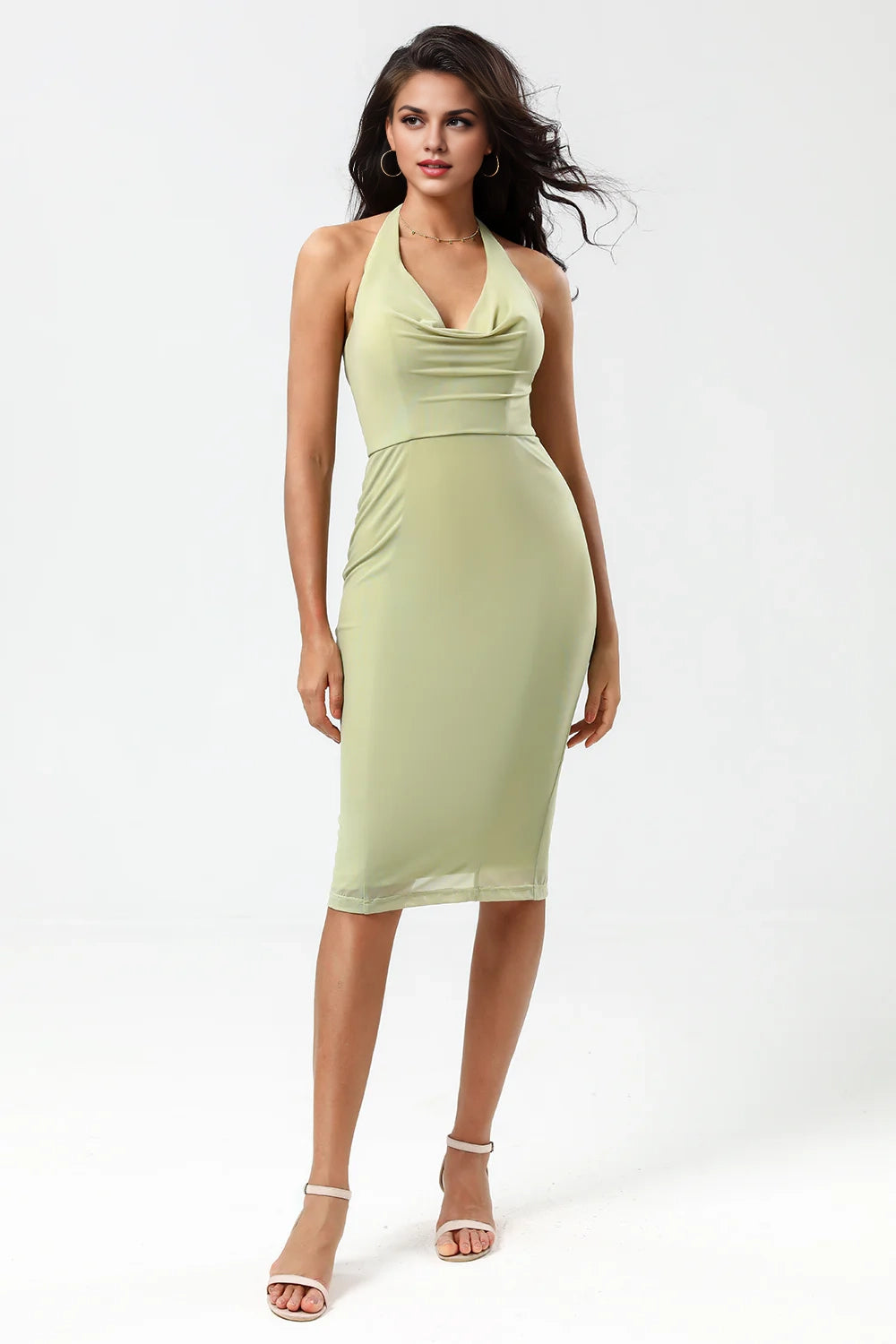 OKBBN's elegant V-neck sleeveless slim fit backless Bridesmaid Dresses with full charm